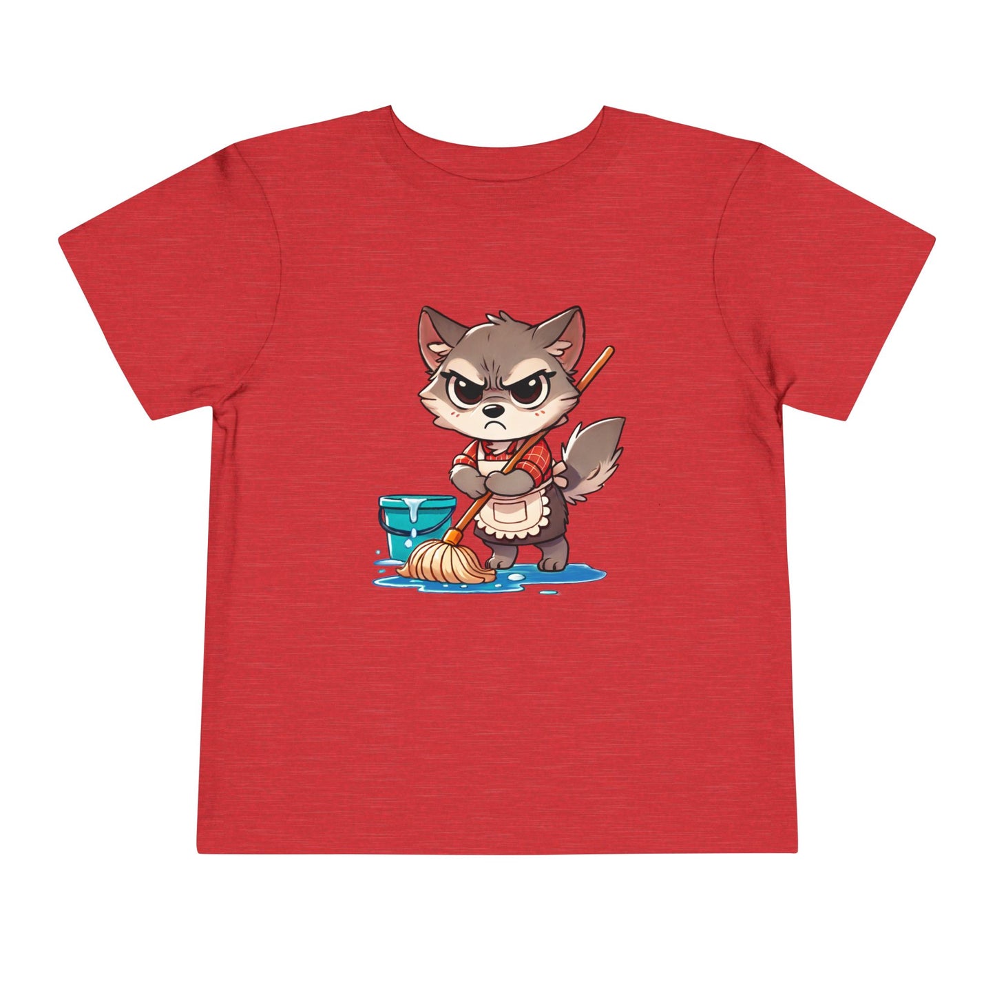 Toddler Tee — Grumpy Wolf girl with mop