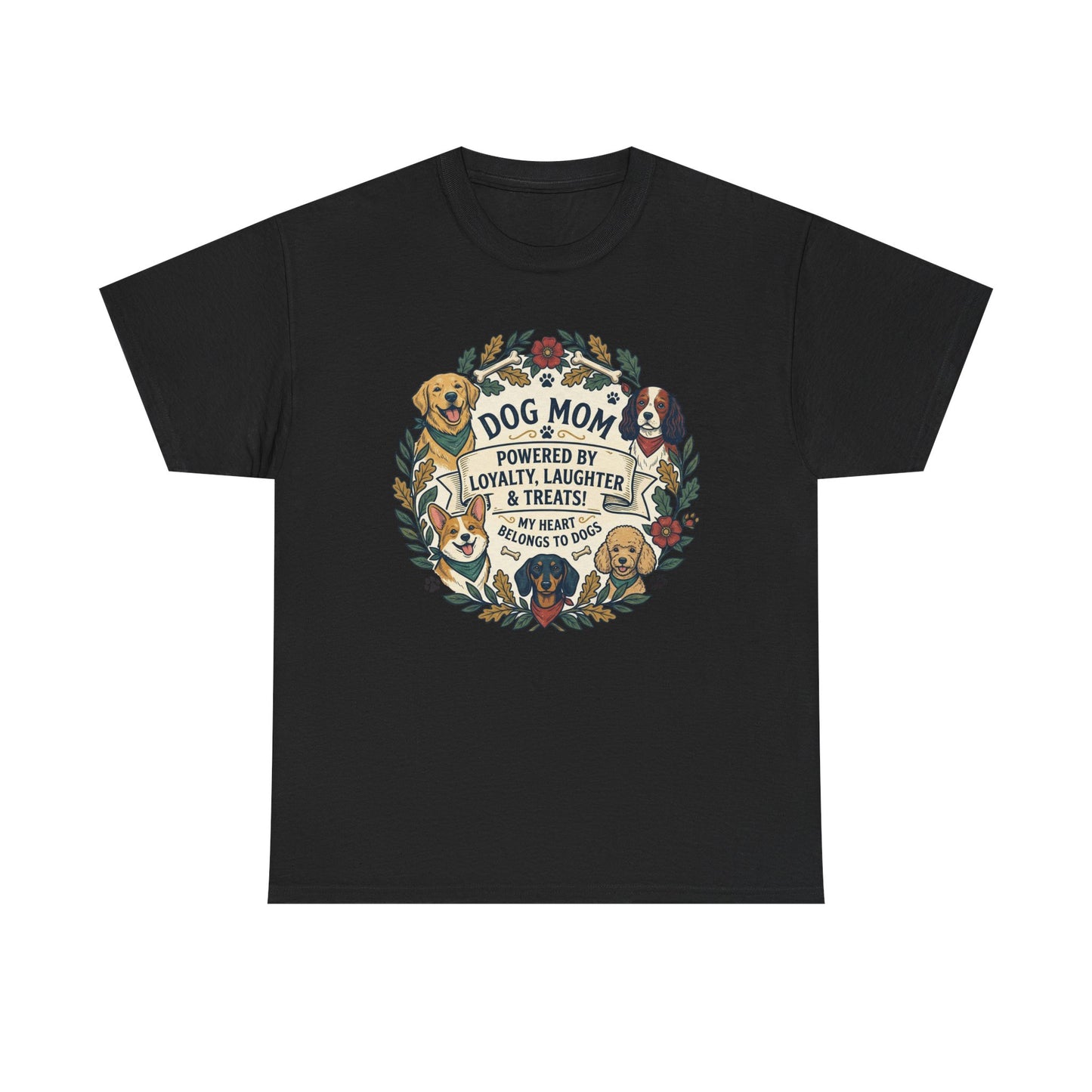 Dog Mom T-Shirt —  Floral Paw Print Tee