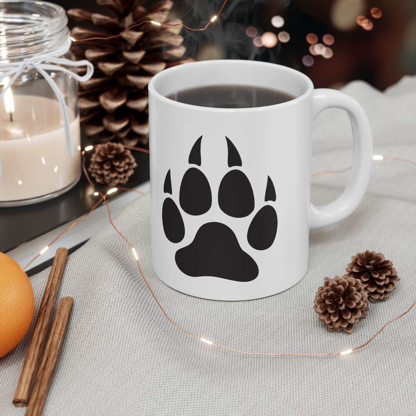Black Wolf Paw Print Coffee Cup (11oz & 15oz)