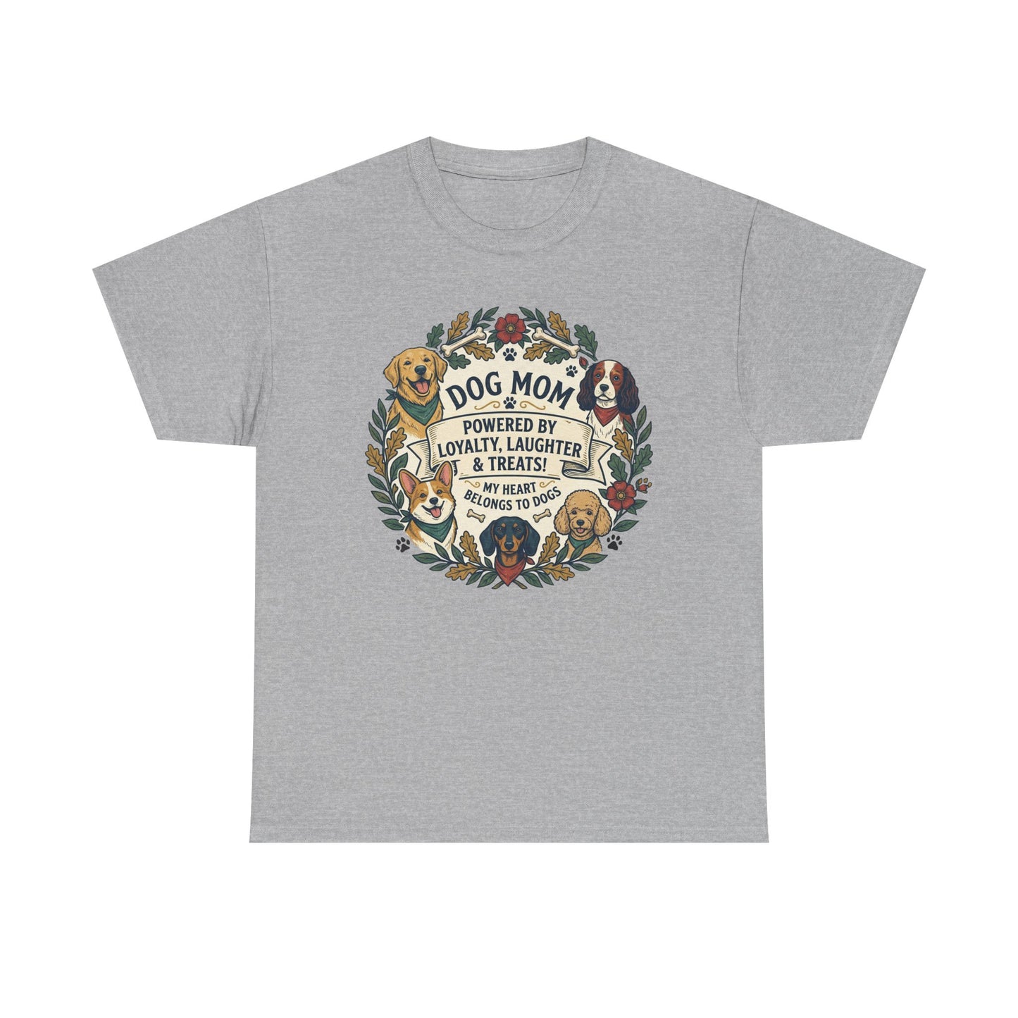 Dog Mom T-Shirt —  Floral Paw Print Tee