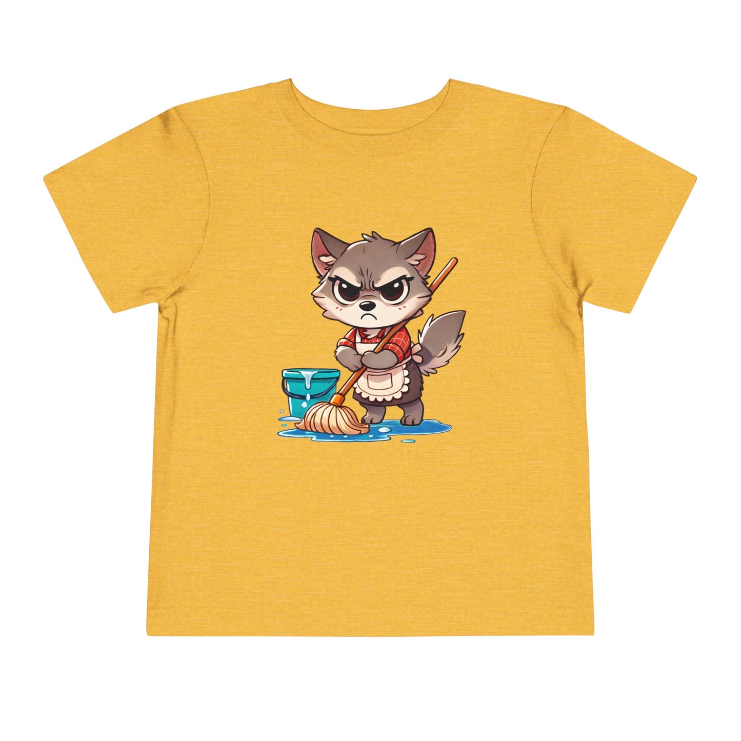 Toddler Tee — Grumpy Wolf girl with mop
