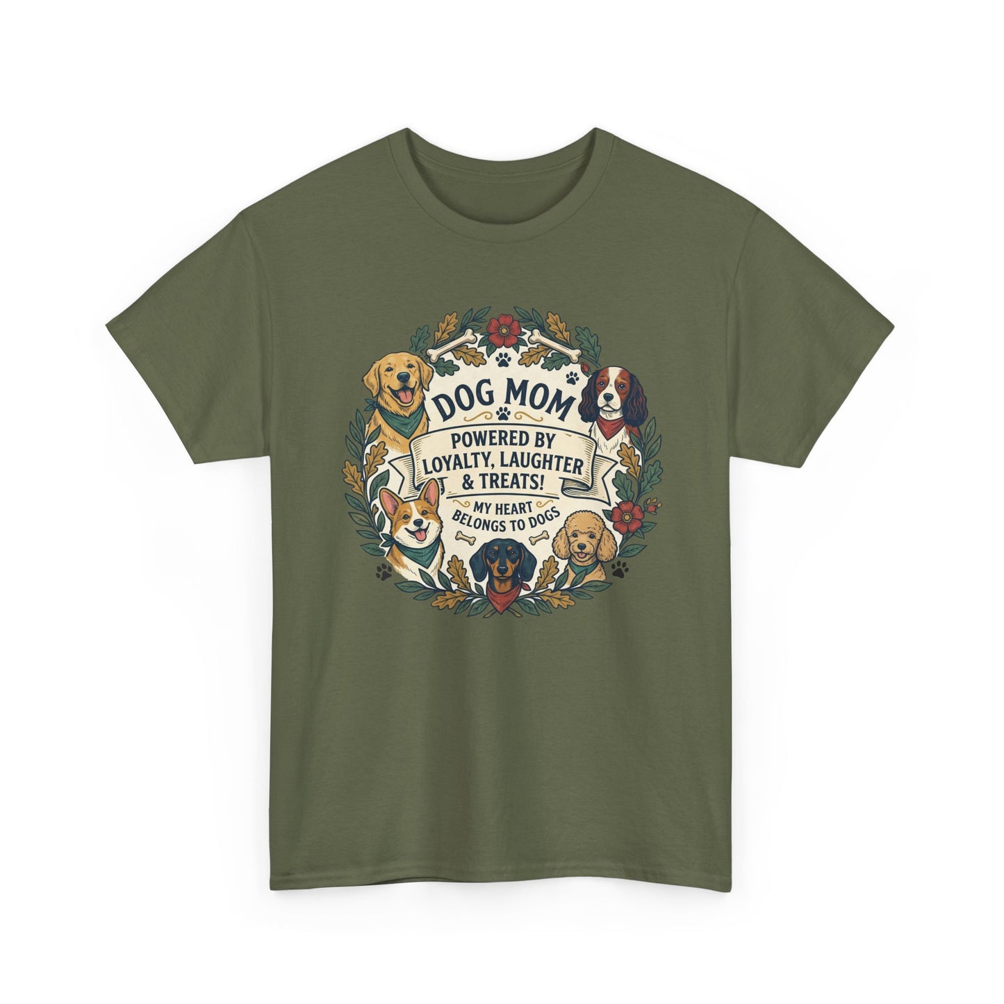 Dog Mom T-Shirt —  Floral Paw Print Tee