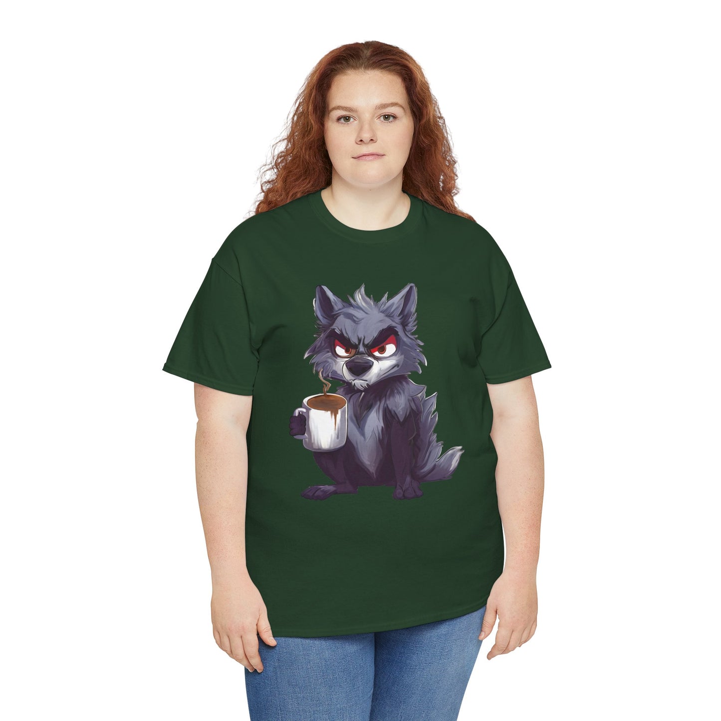 SCUFFY WOLF WITH COFFEE T-SHIRT