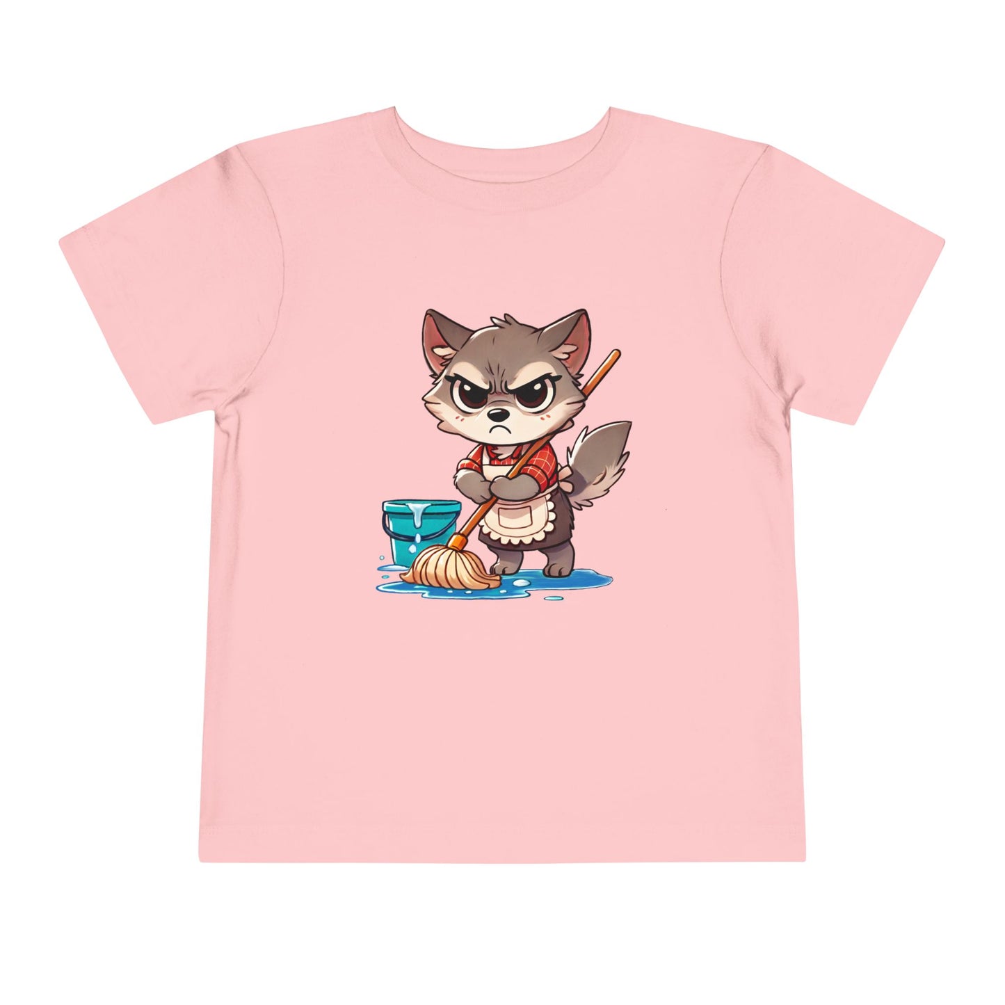 Toddler Tee — Grumpy Wolf girl with mop