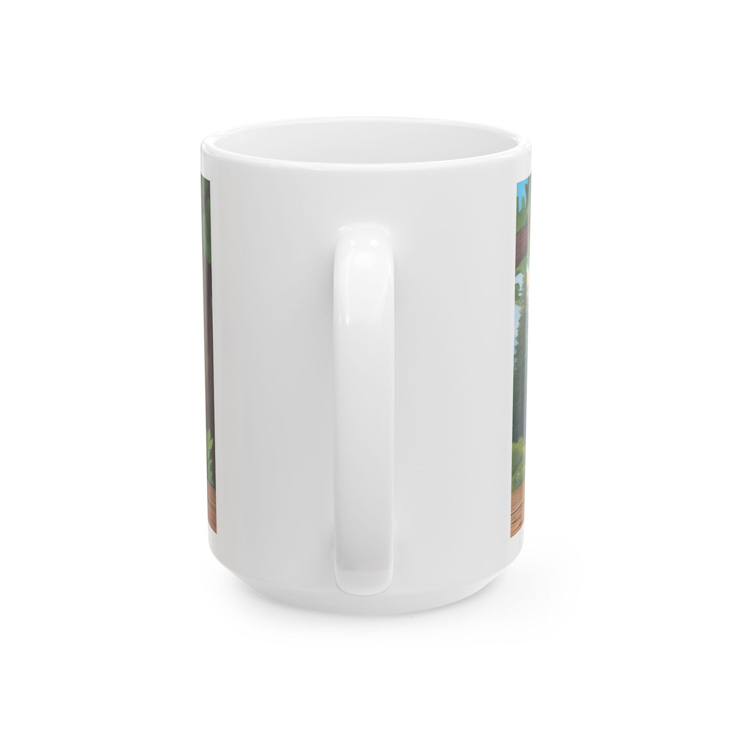 Grumpy Wolf in the woods — Ceramic Mug (11oz, 15oz)