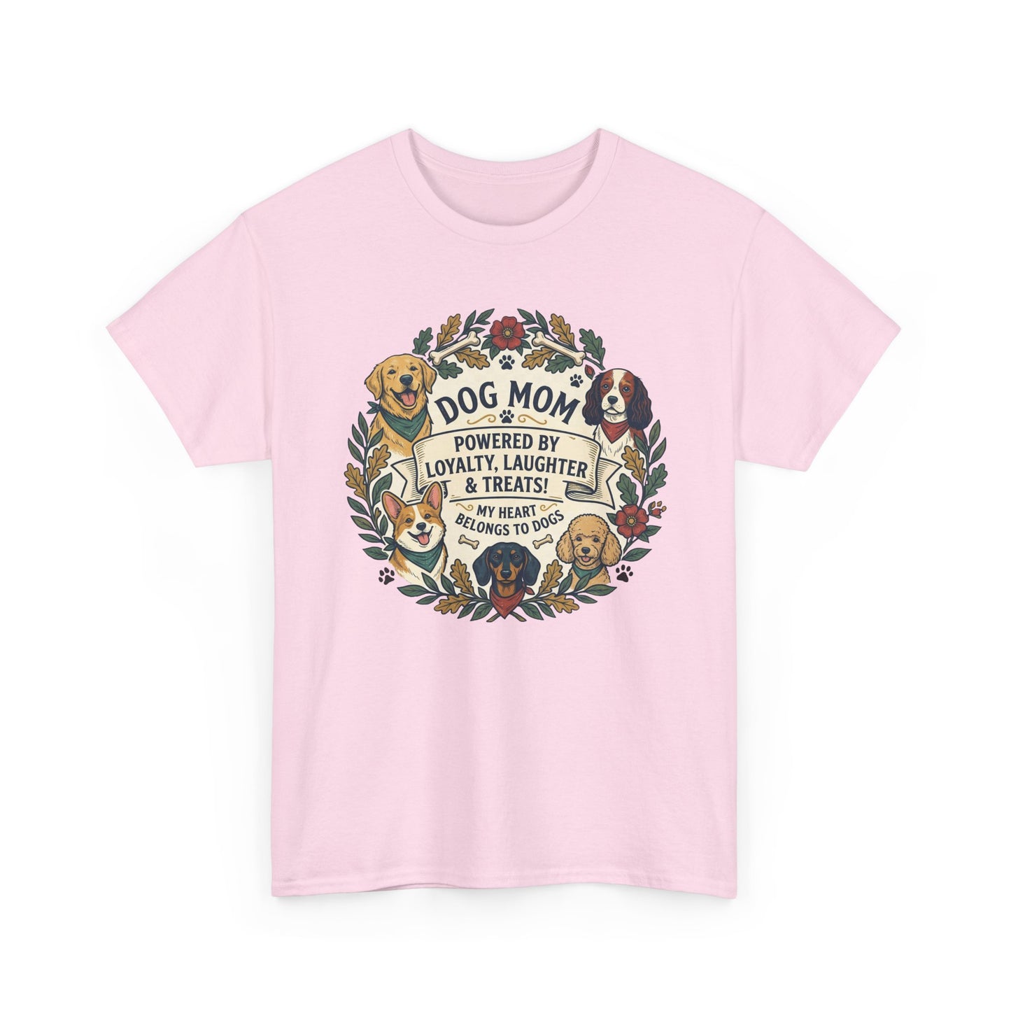 Dog Mom T-Shirt —  Floral Paw Print Tee