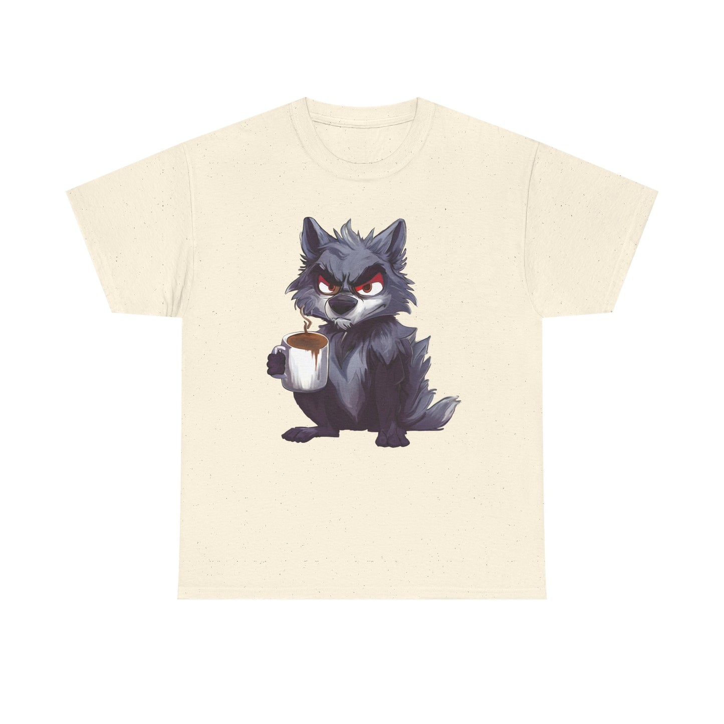 SCUFFY WOLF WITH COFFEE T-SHIRT