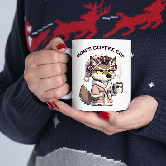 CURLERS AND COFFEE YELLOW EYES MOMS COFFEE CUP MOM CUP - MUG