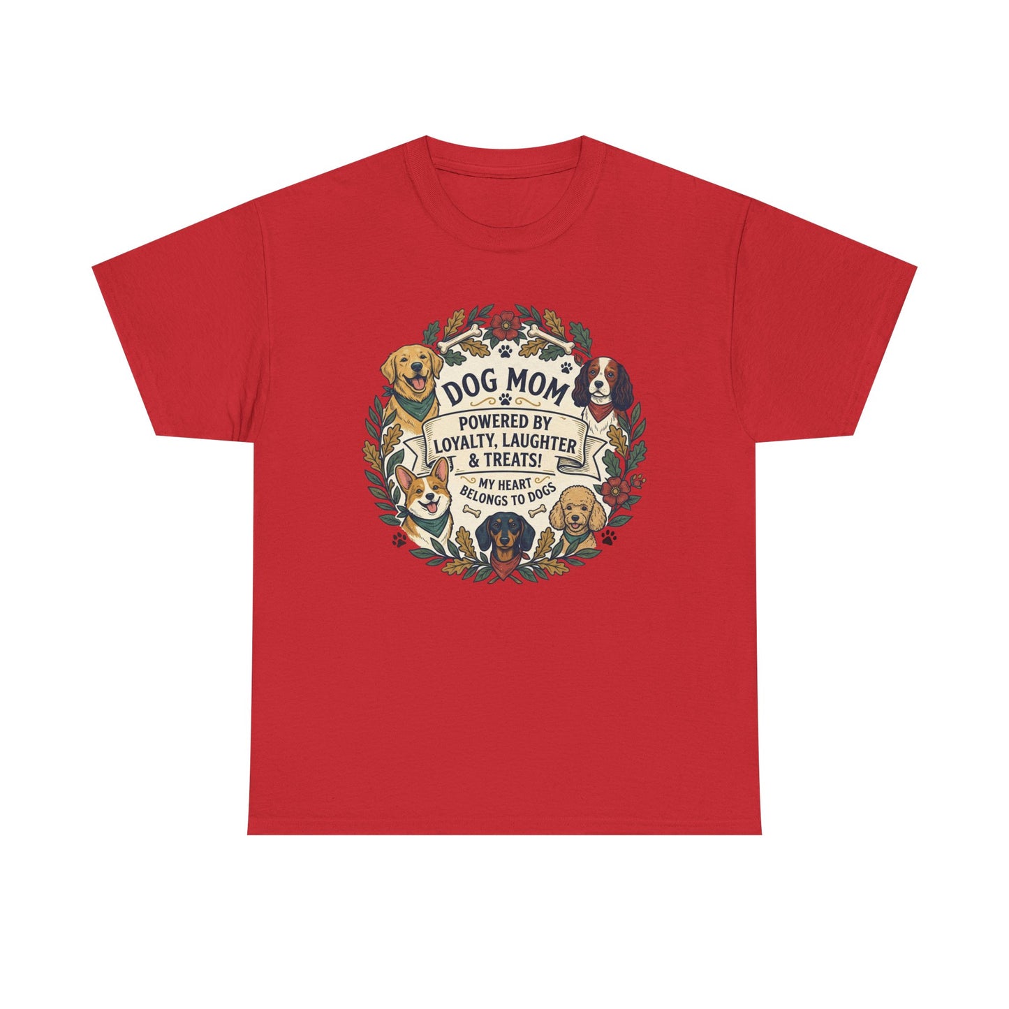 Dog Mom T-Shirt —  Floral Paw Print Tee
