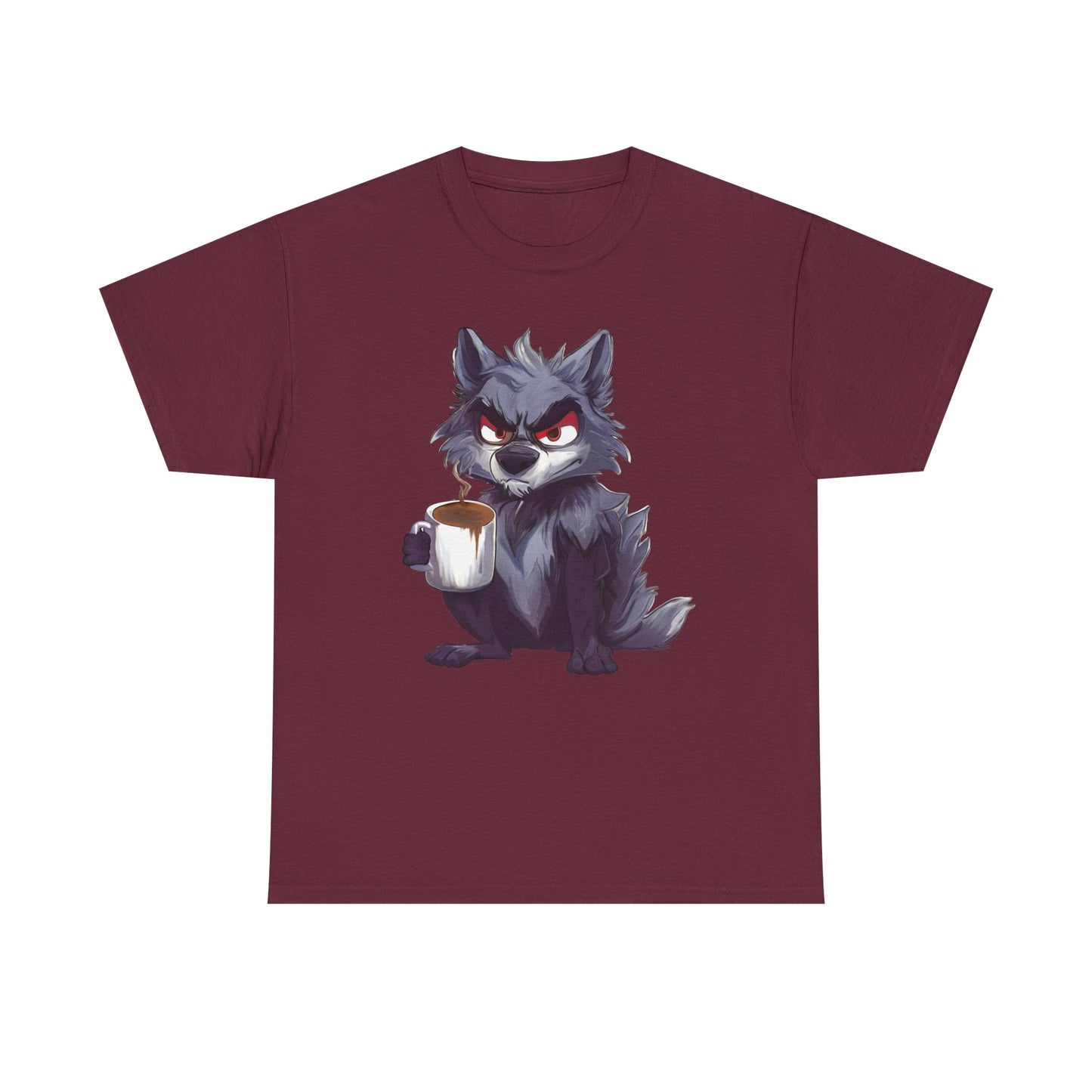 SCUFFY WOLF WITH COFFEE T-SHIRT