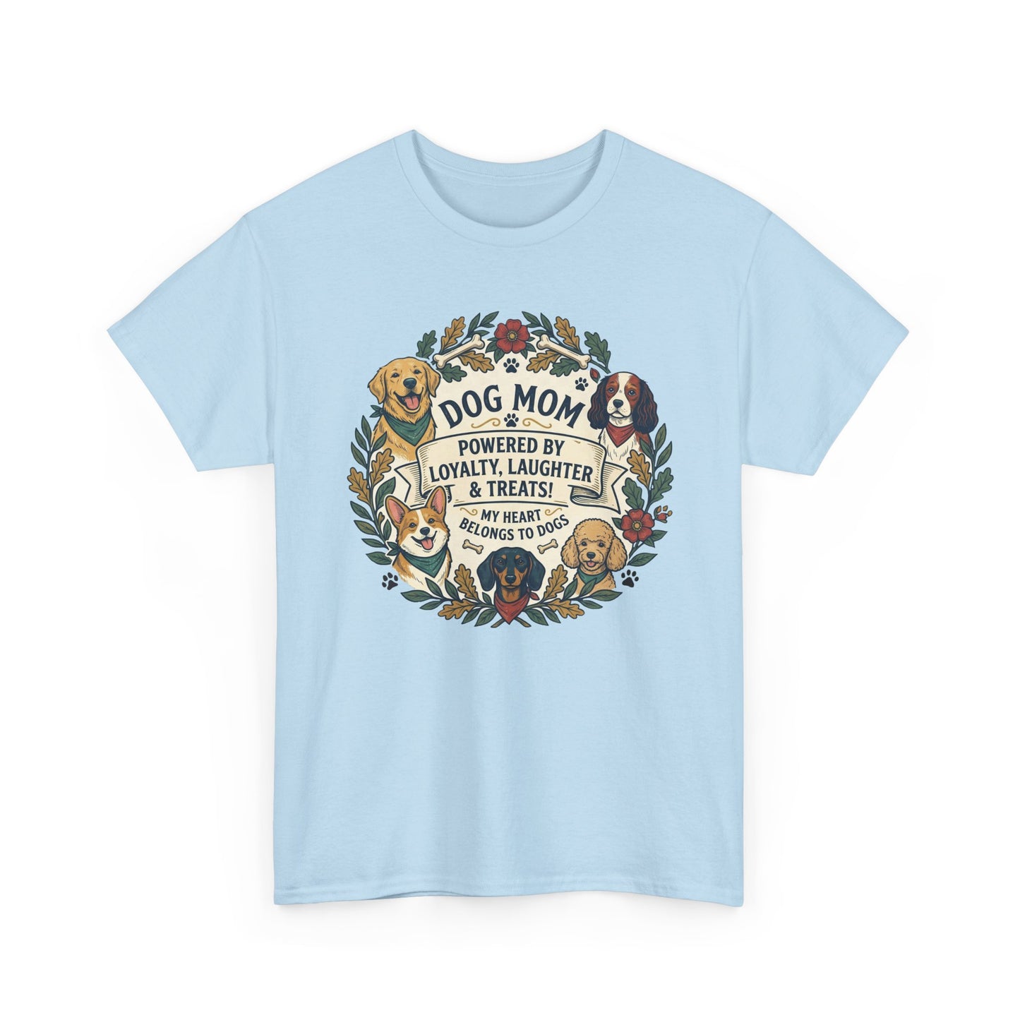 Dog Mom T-Shirt —  Floral Paw Print Tee