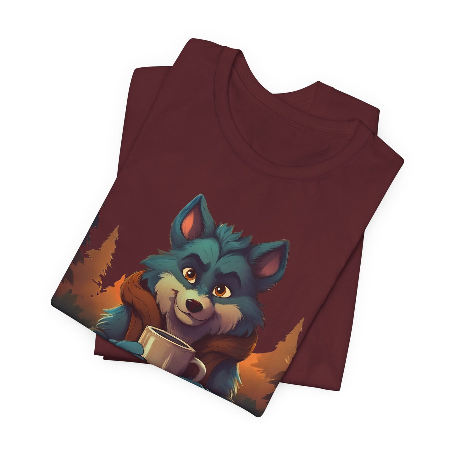 Happy Camper Wolf with coffee