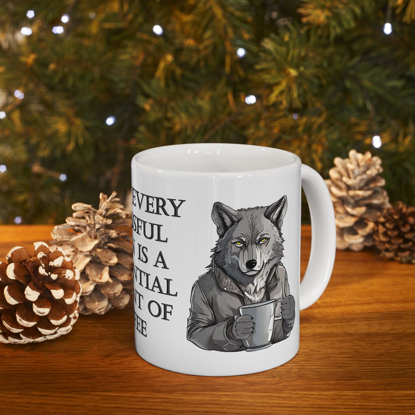 GRAY WOLF "Behind Every Successful Person Is A Substantial Amount Of Coffee"