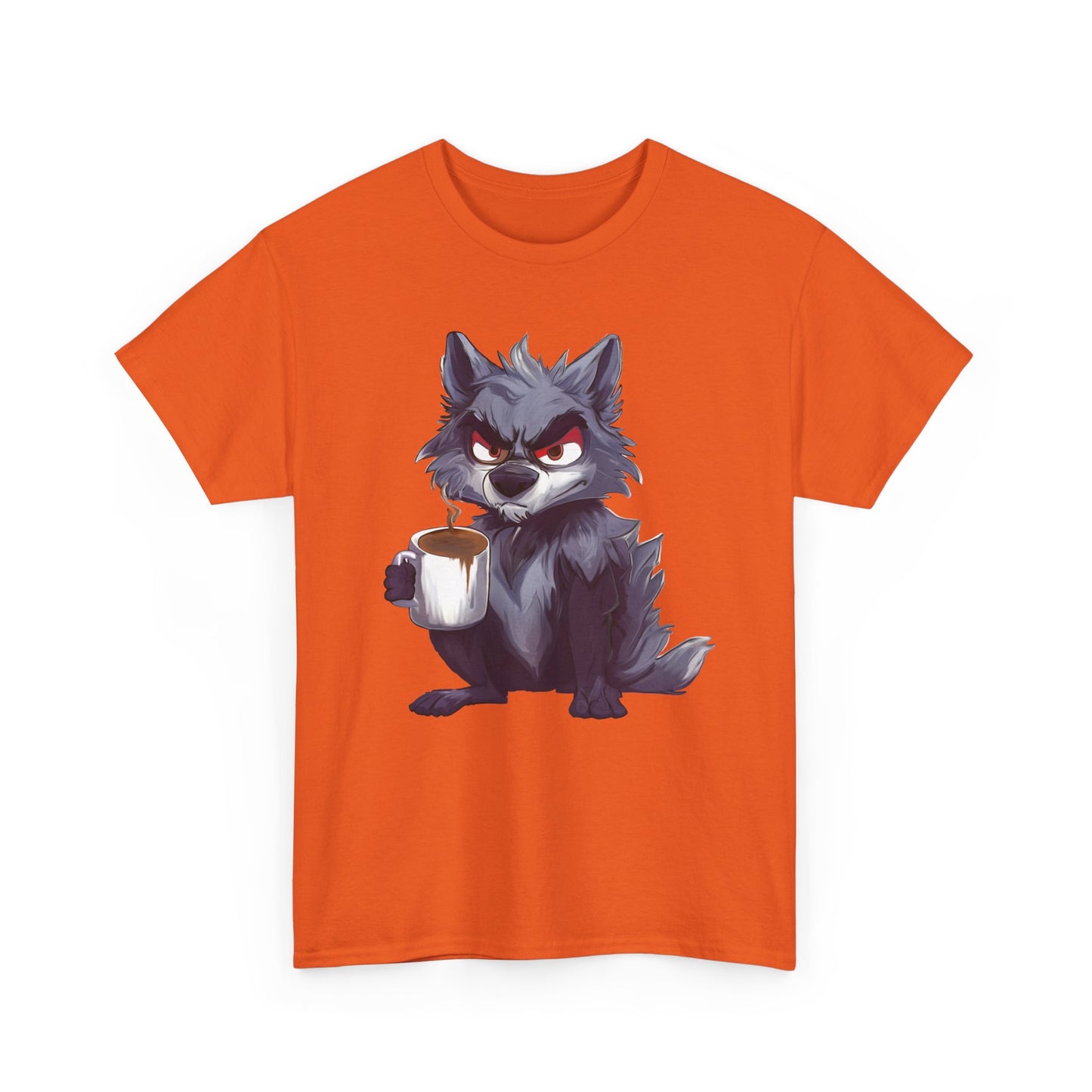 SCUFFY WOLF WITH COFFEE T-SHIRT