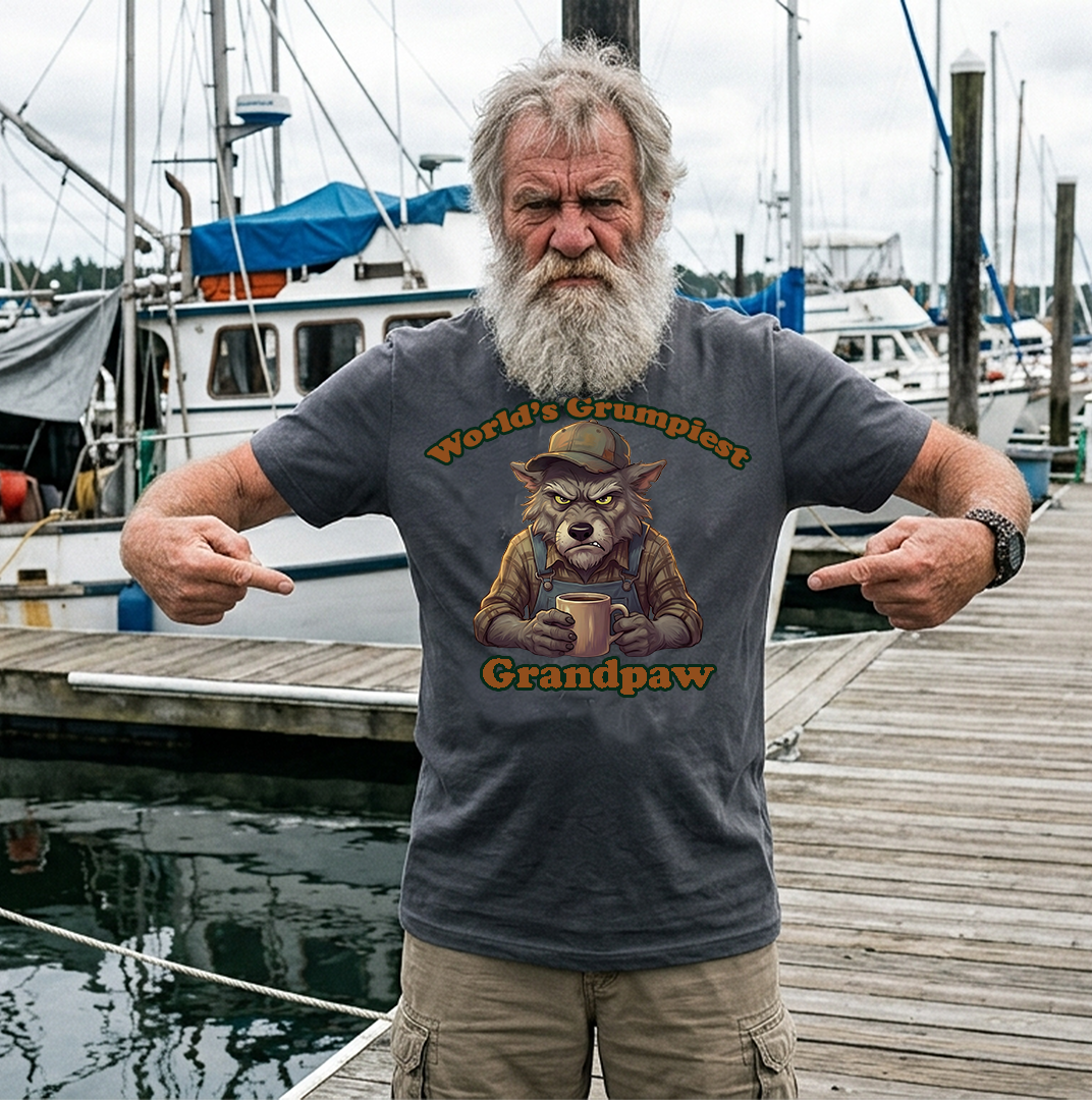 Grandpaw T-Shirt – "World's Grumpiest" Wolf Grandpaw