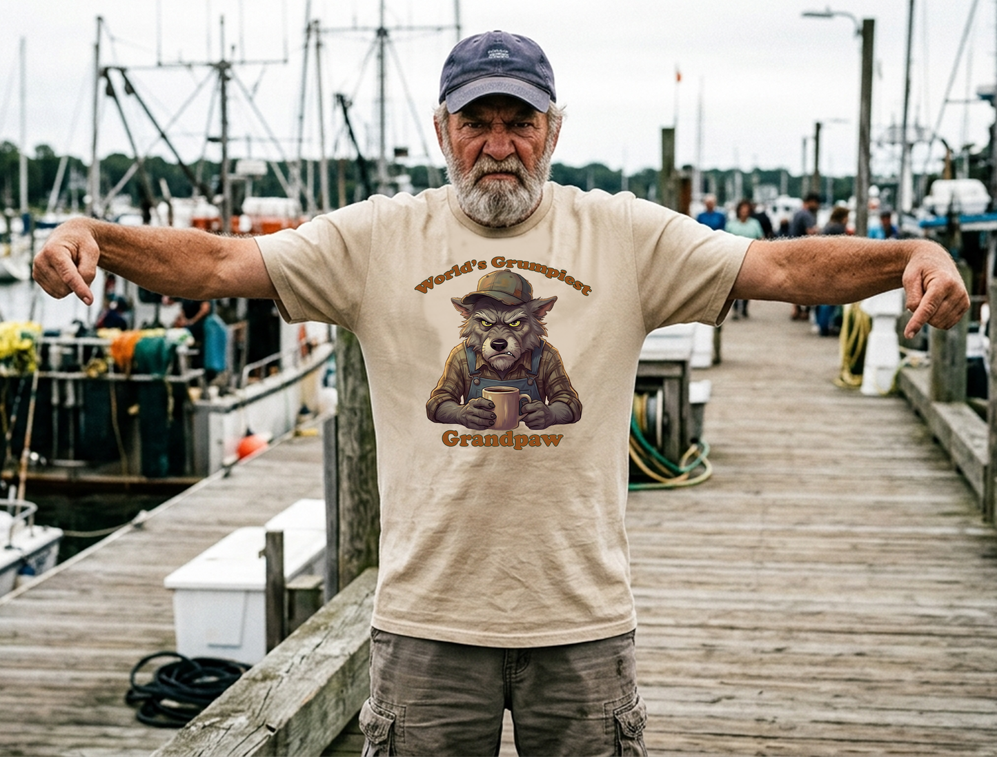 Grandpaw T-Shirt – "World's Grumpiest" Wolf Grandpaw