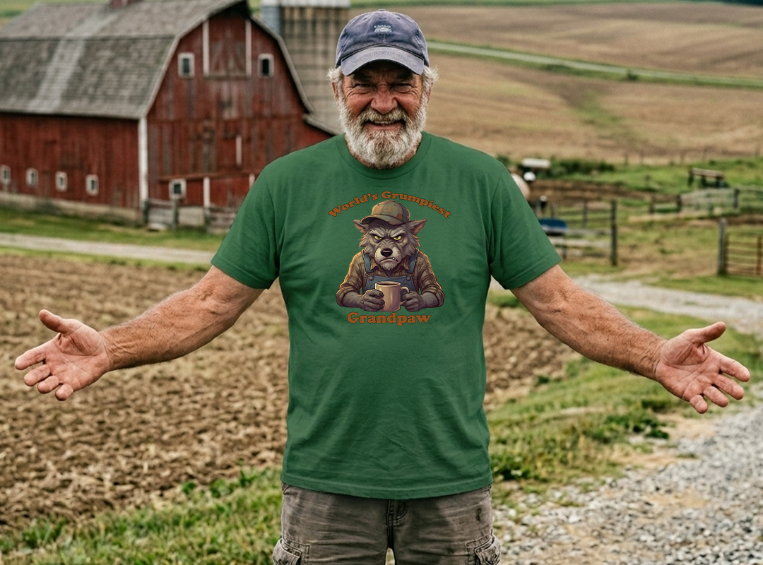 Grandpaw T-Shirt – "World's Grumpiest" Wolf Grandpaw