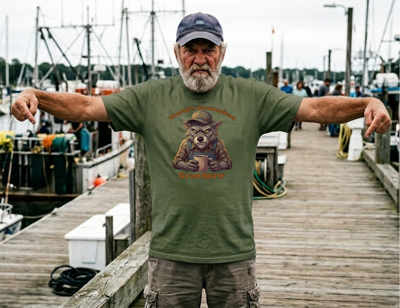 Grandpaw T-Shirt – "World's Grumpiest" Wolf Grandpaw