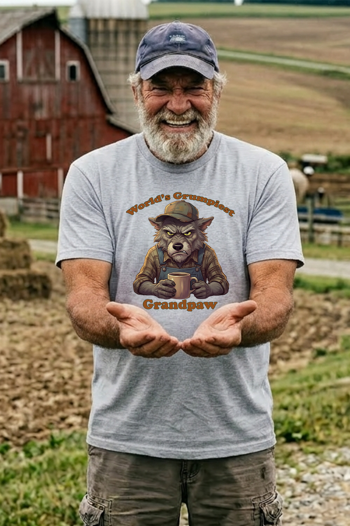 Grandpaw T-Shirt – "World's Grumpiest" Wolf Grandpaw