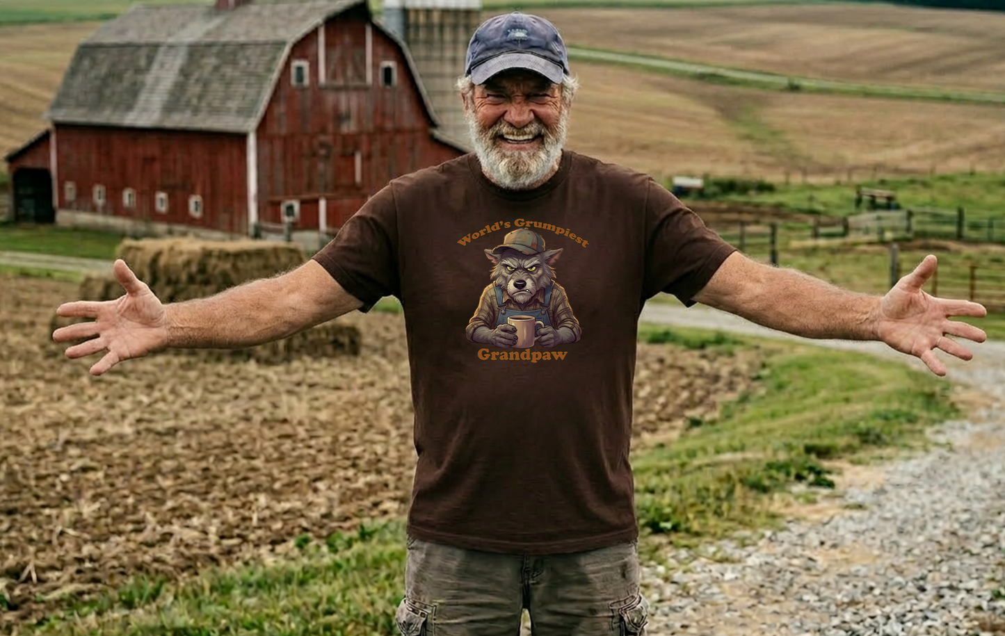 Grandpaw T-Shirt – "World's Grumpiest" Wolf Grandpaw