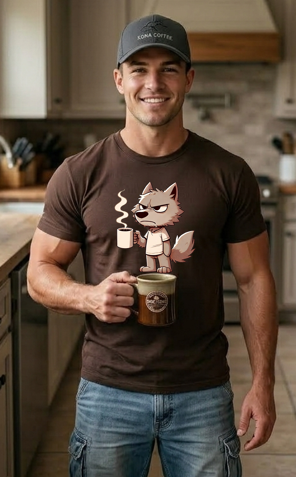Grumpy Coffee Wolf T-Shirt