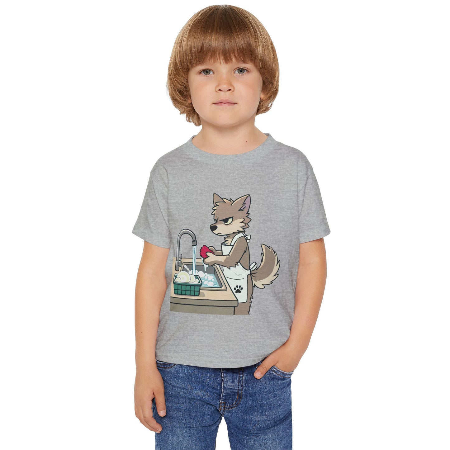 GRUMPY WOLF Washing Dishes - Toddler T-Shirt
