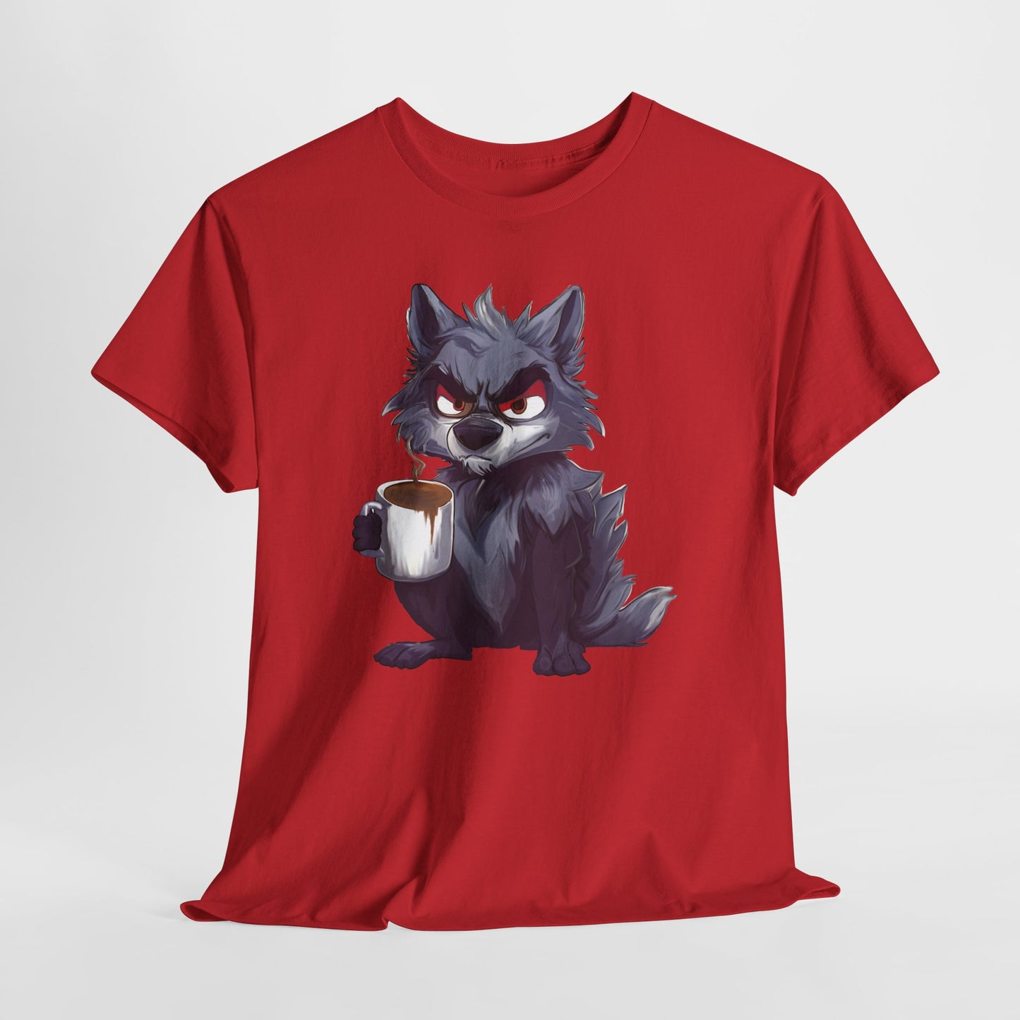 SCUFFY WOLF WITH COFFEE T-SHIRT