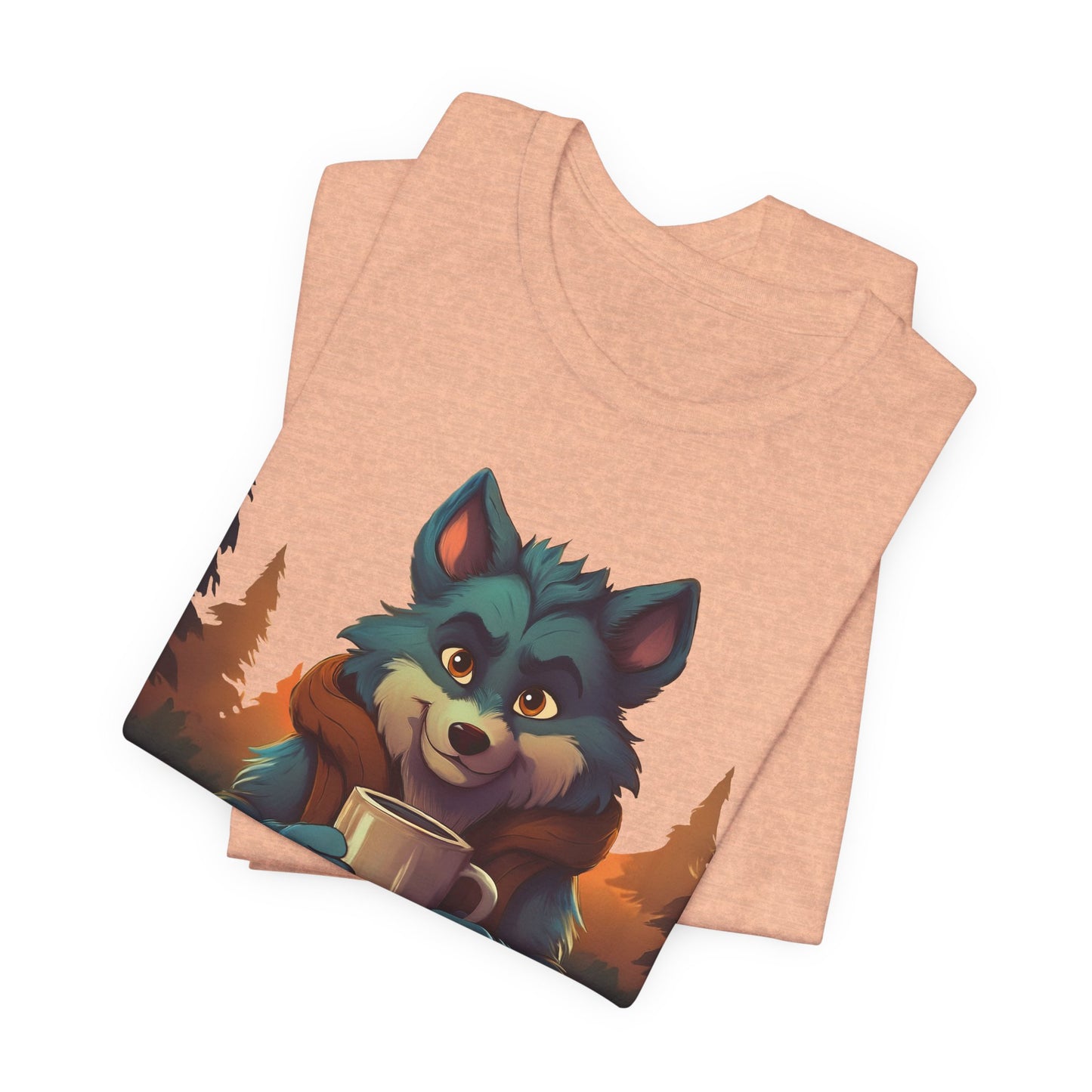 Happy Camper Wolf with coffee