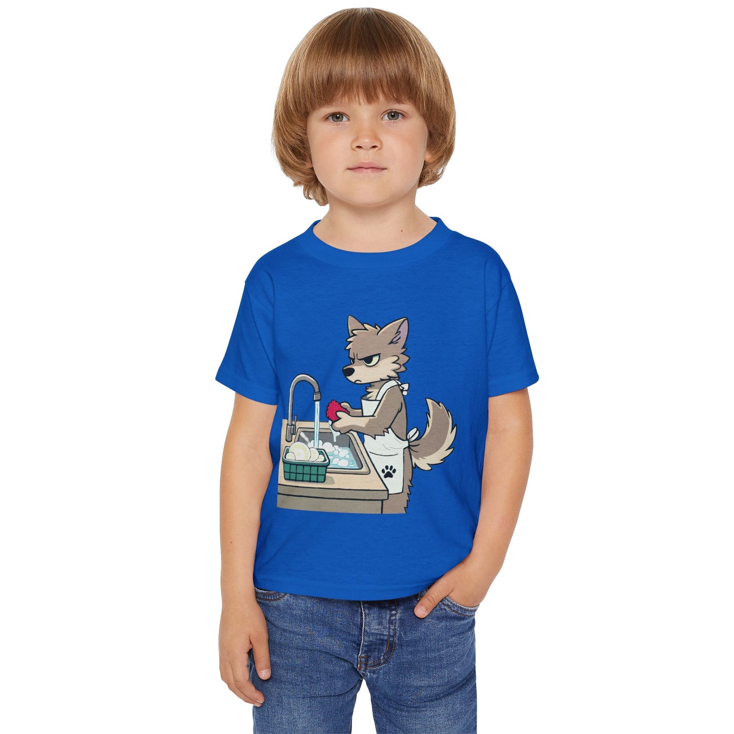 GRUMPY WOLF Washing Dishes - Toddler T-Shirt