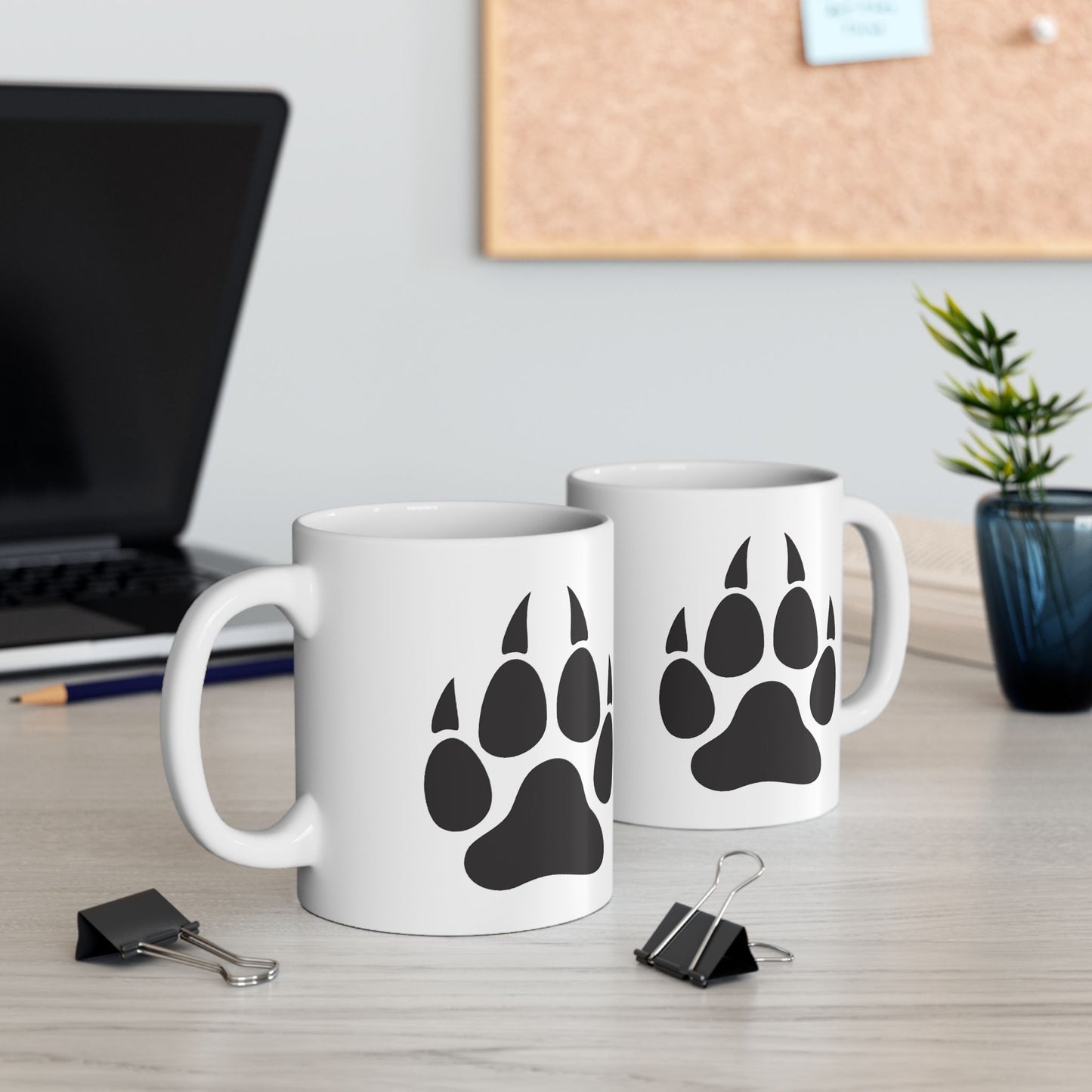 Black Wolf Paw Print Coffee Cup (11oz & 15oz)