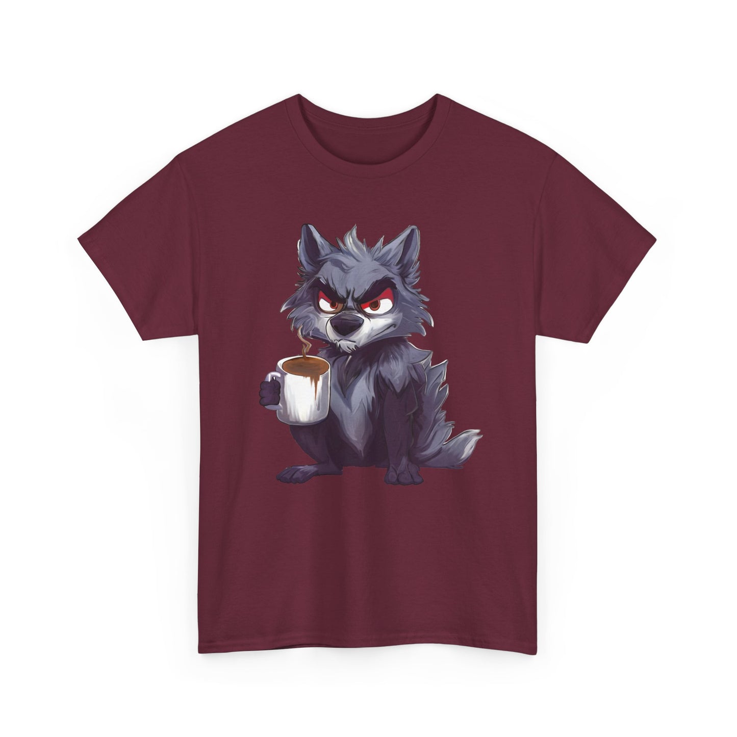 SCUFFY WOLF WITH COFFEE T-SHIRT
