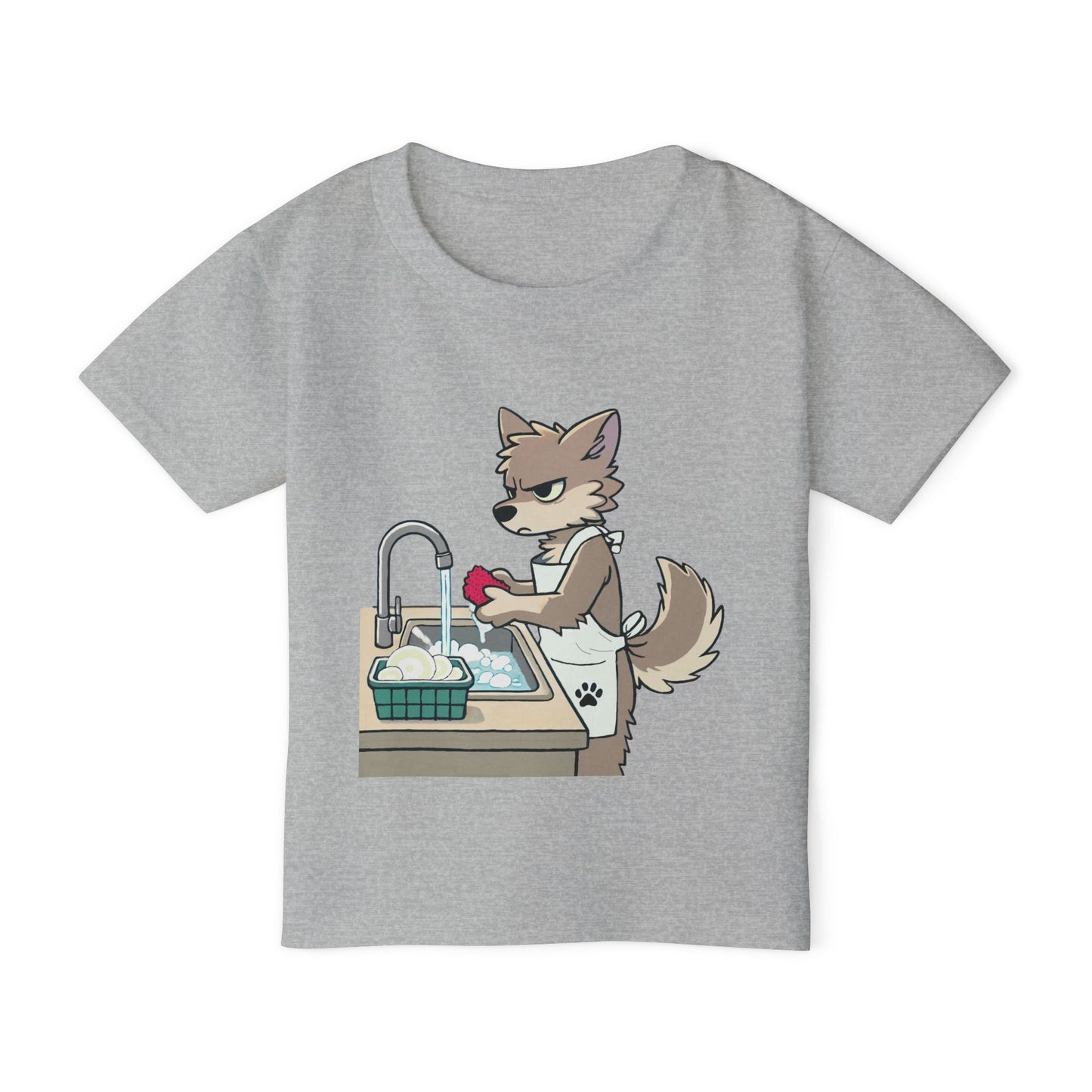 GRUMPY WOLF Washing Dishes - Toddler T-Shirt