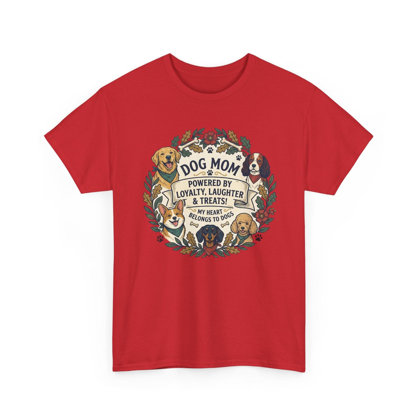 Dog Mom T-Shirt —  Floral Paw Print Tee