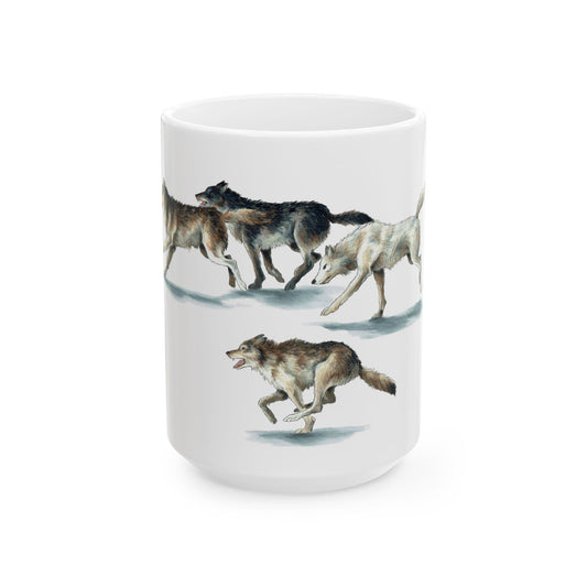 Running Wolves Art Coffee Cup (11oz & 15oz)