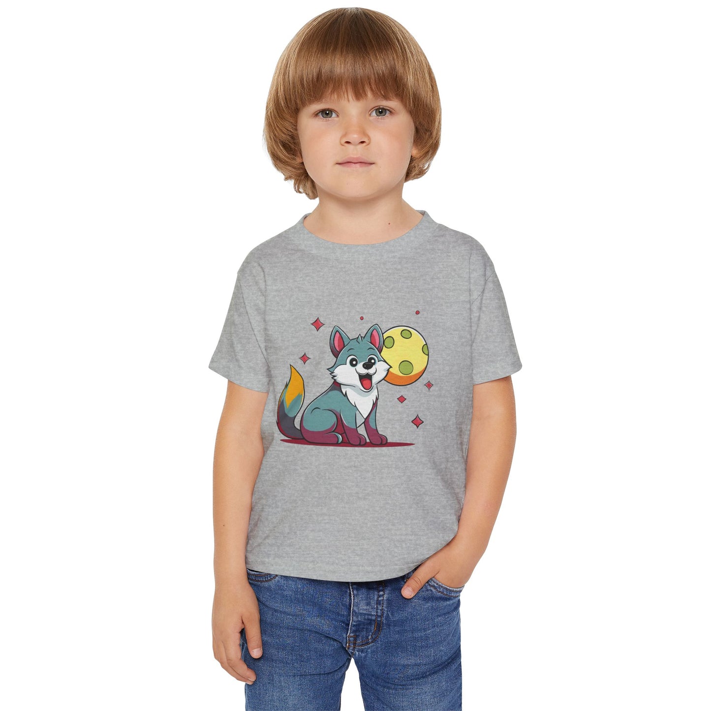 Wolf Pup with Moon and Stars