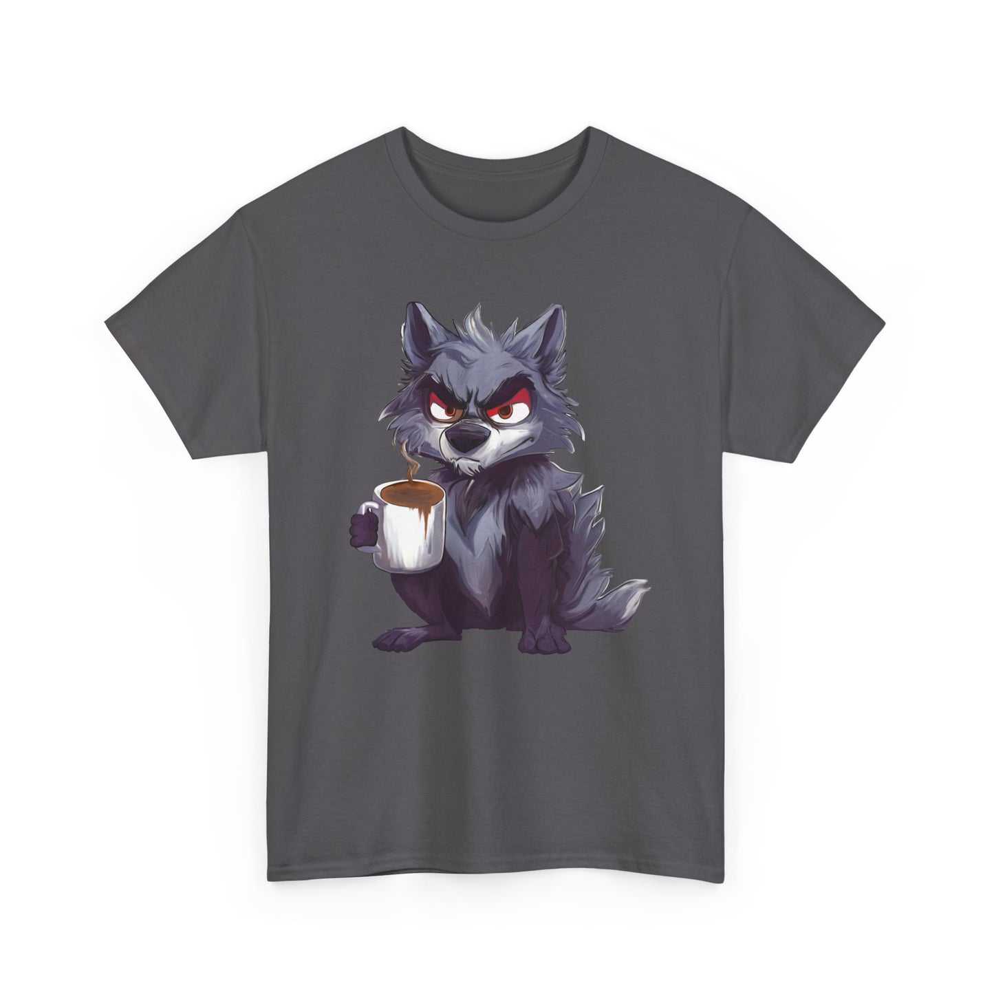 SCUFFY WOLF WITH COFFEE T-SHIRT