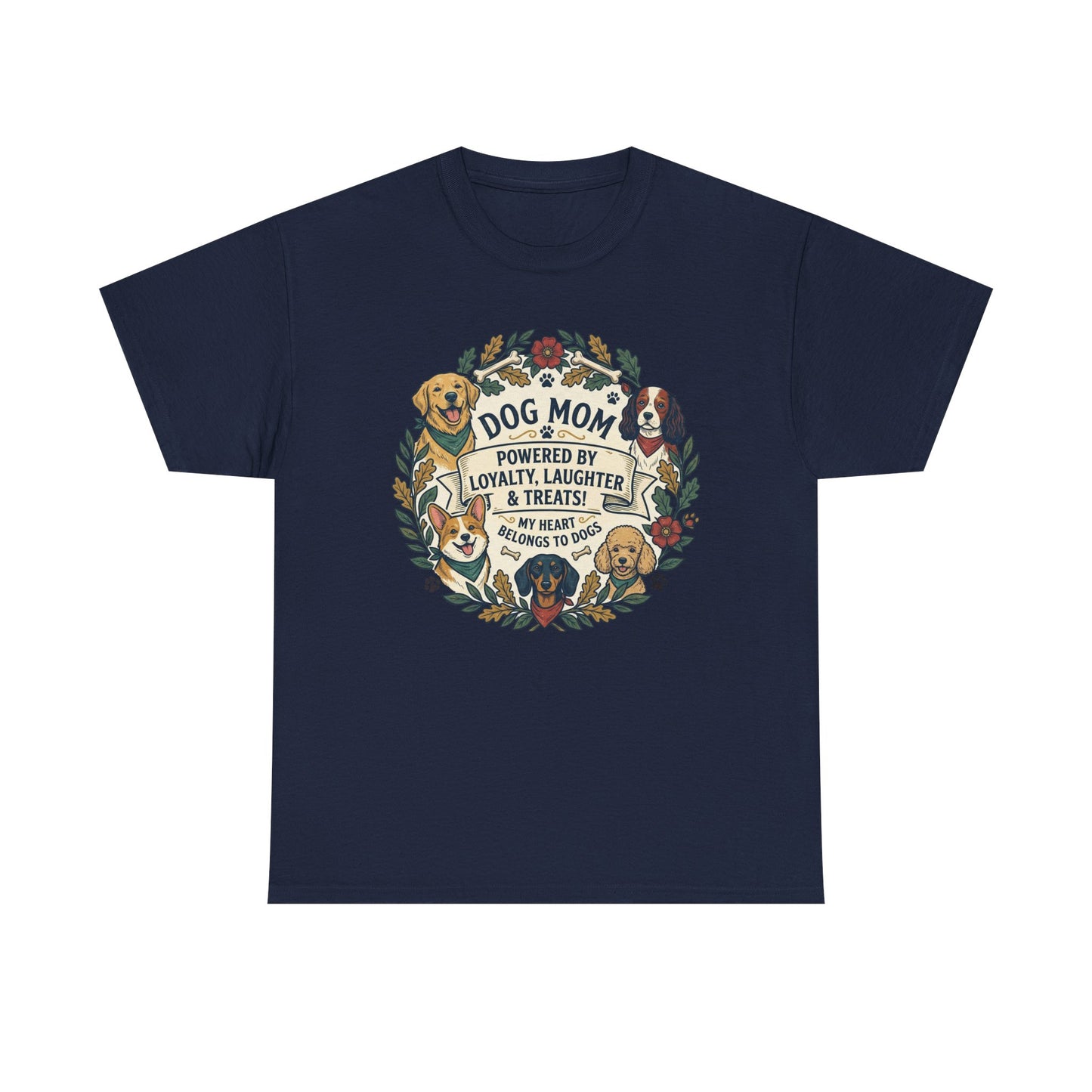 Dog Mom T-Shirt —  Floral Paw Print Tee