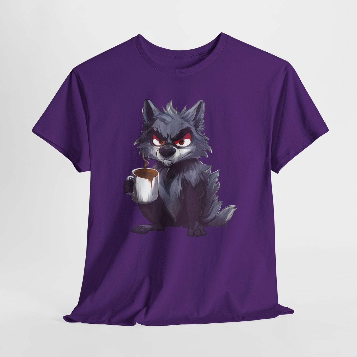SCUFFY WOLF WITH COFFEE T-SHIRT