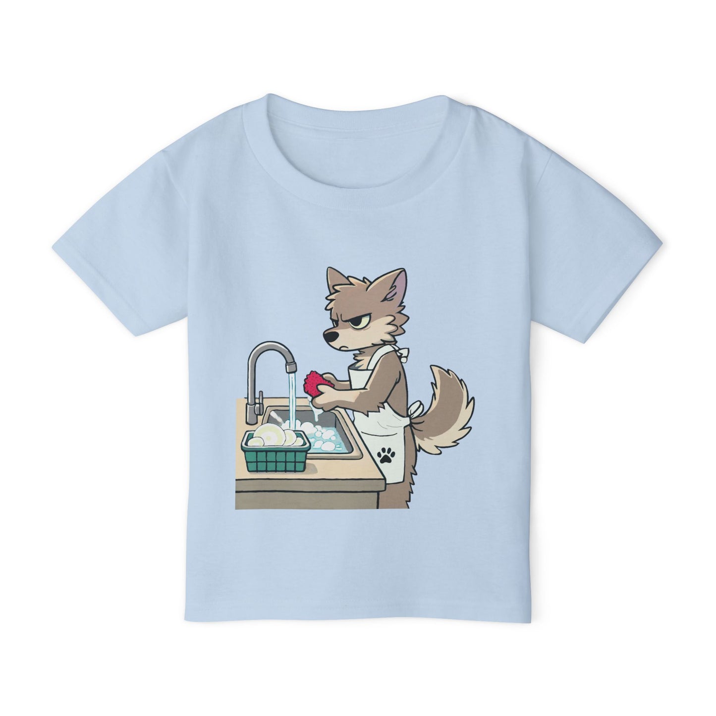 GRUMPY WOLF Washing Dishes - Toddler T-Shirt