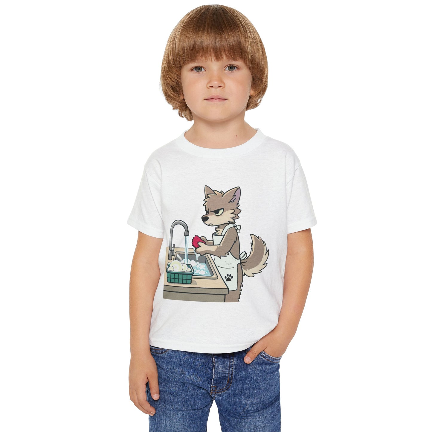 GRUMPY WOLF Washing Dishes - Toddler T-Shirt