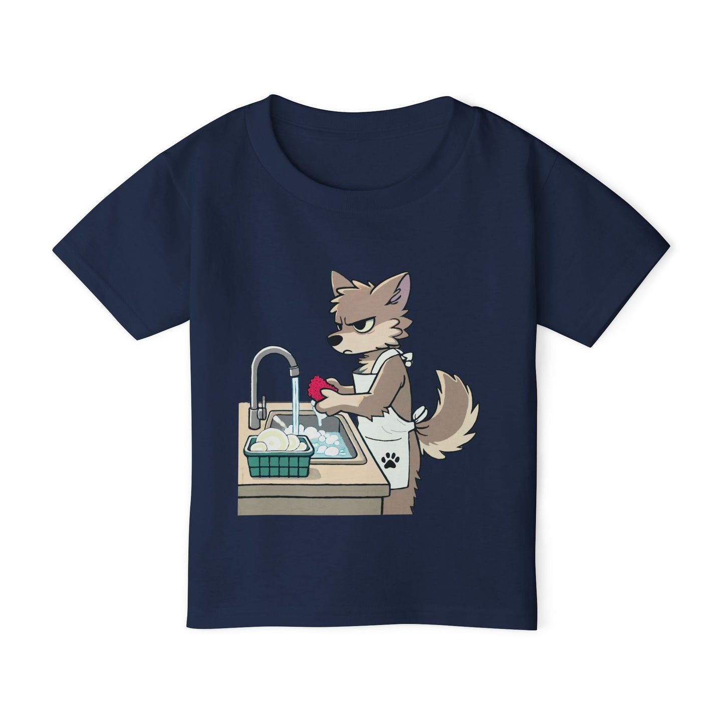 GRUMPY WOLF Washing Dishes - Toddler T-Shirt