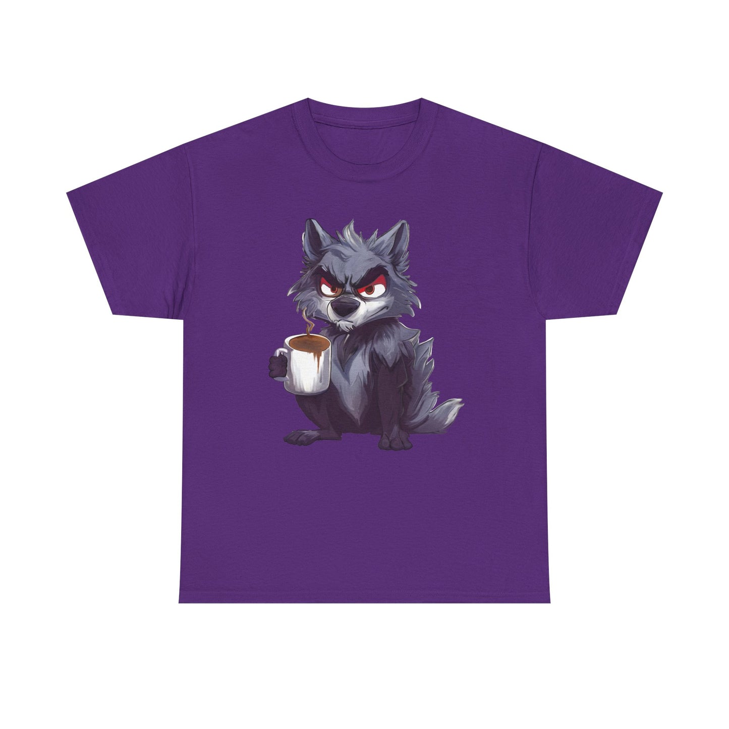 SCUFFY WOLF WITH COFFEE T-SHIRT