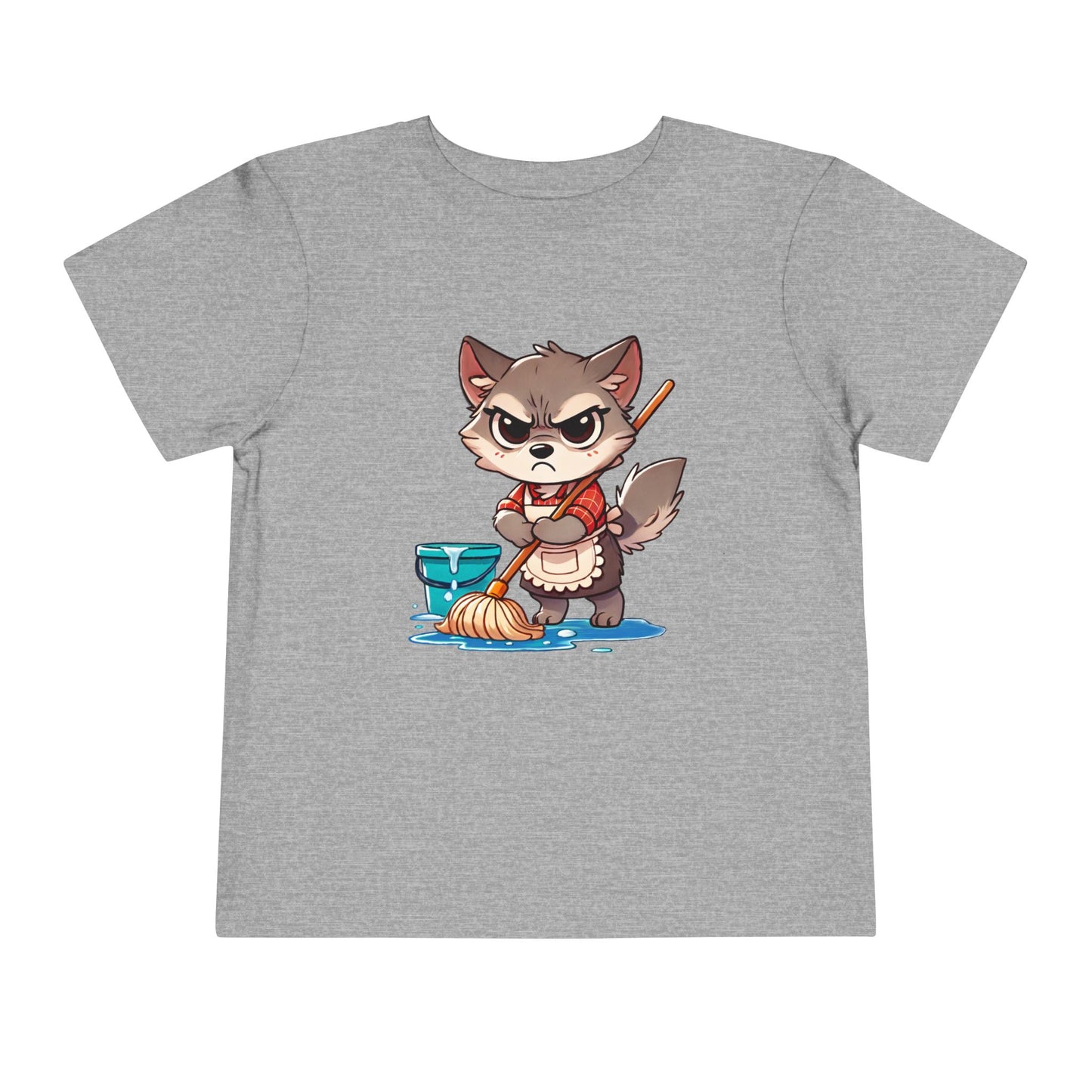 Toddler Tee — Grumpy Wolf girl with mop