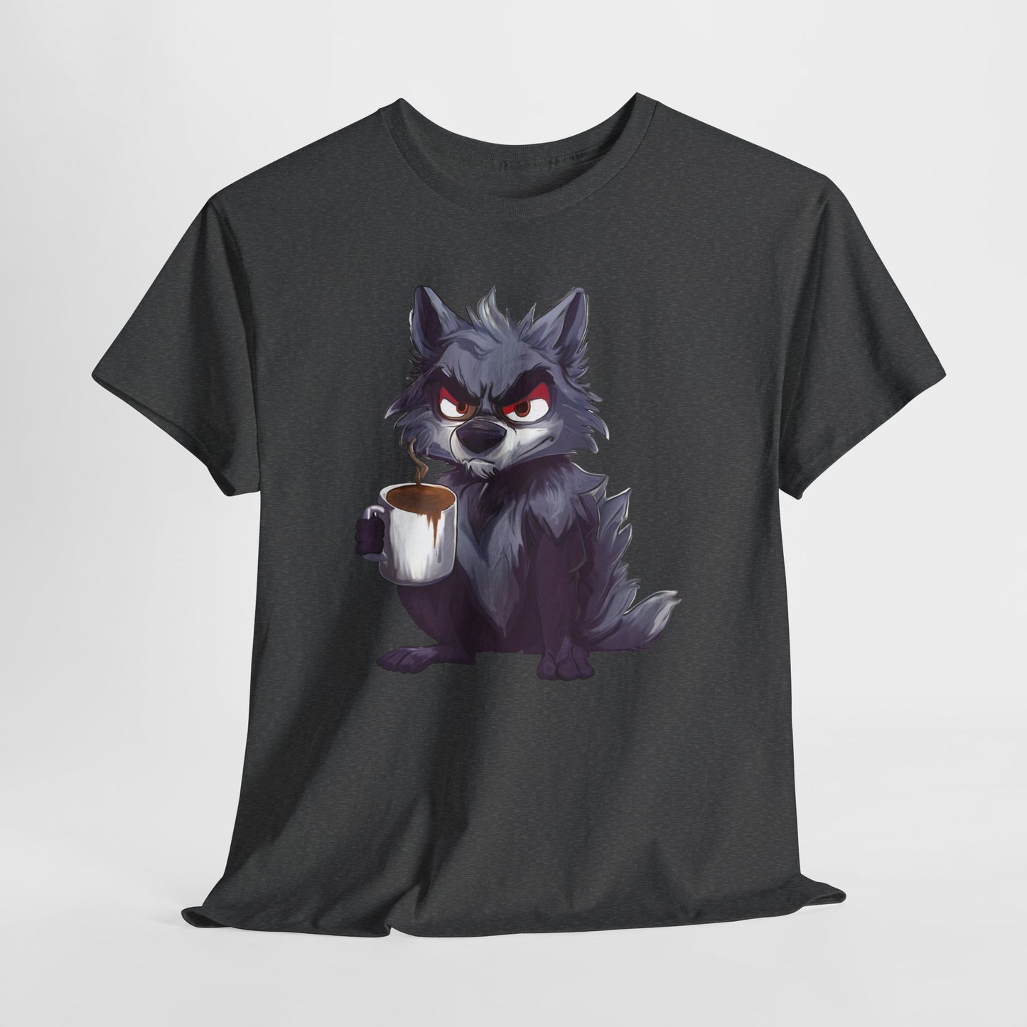 SCUFFY WOLF WITH COFFEE T-SHIRT