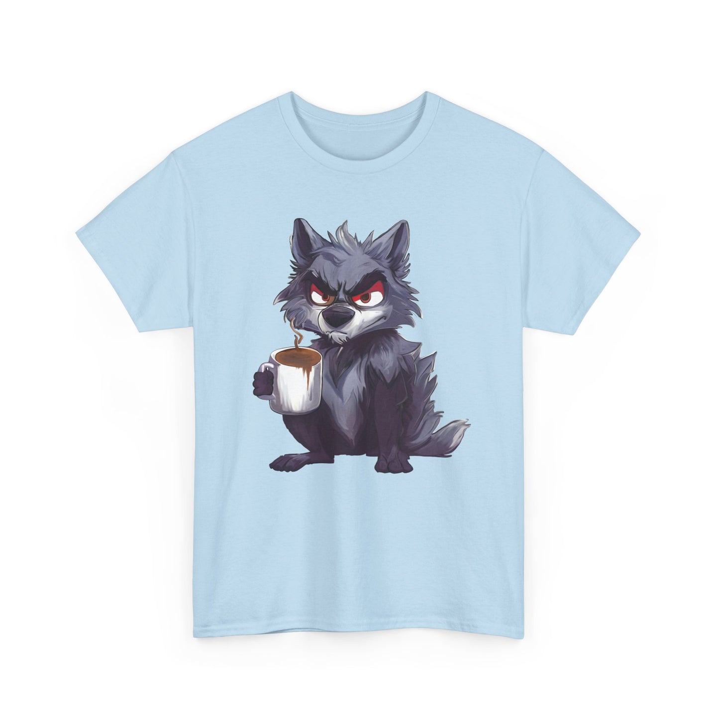 SCUFFY WOLF WITH COFFEE T-SHIRT