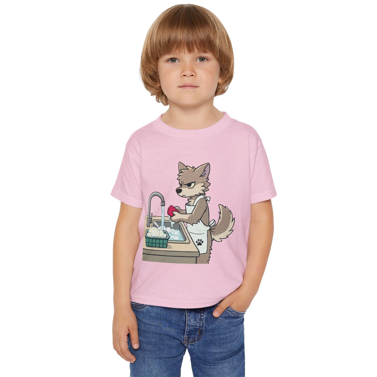 GRUMPY WOLF Washing Dishes - Toddler T-Shirt