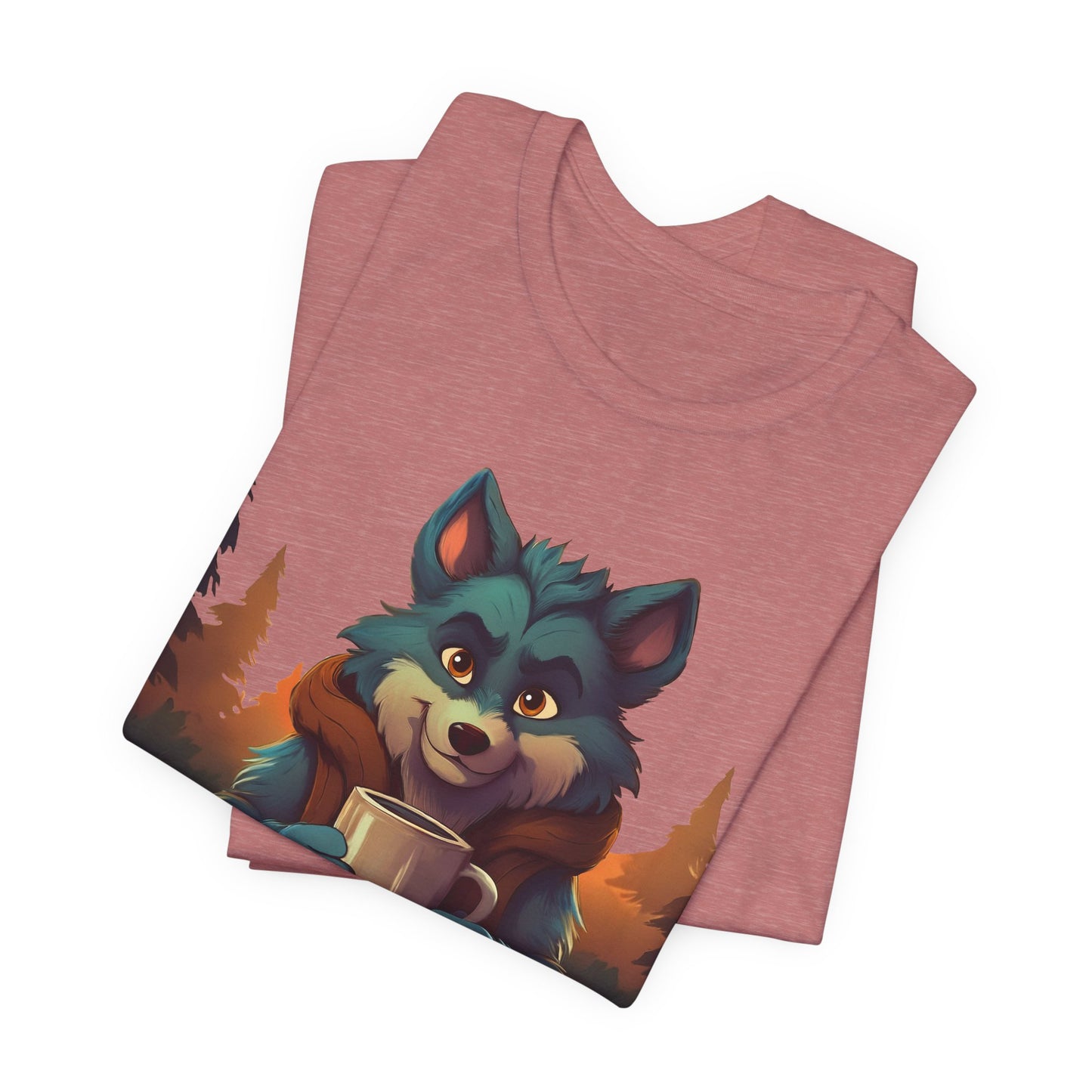 Happy Camper Wolf with coffee