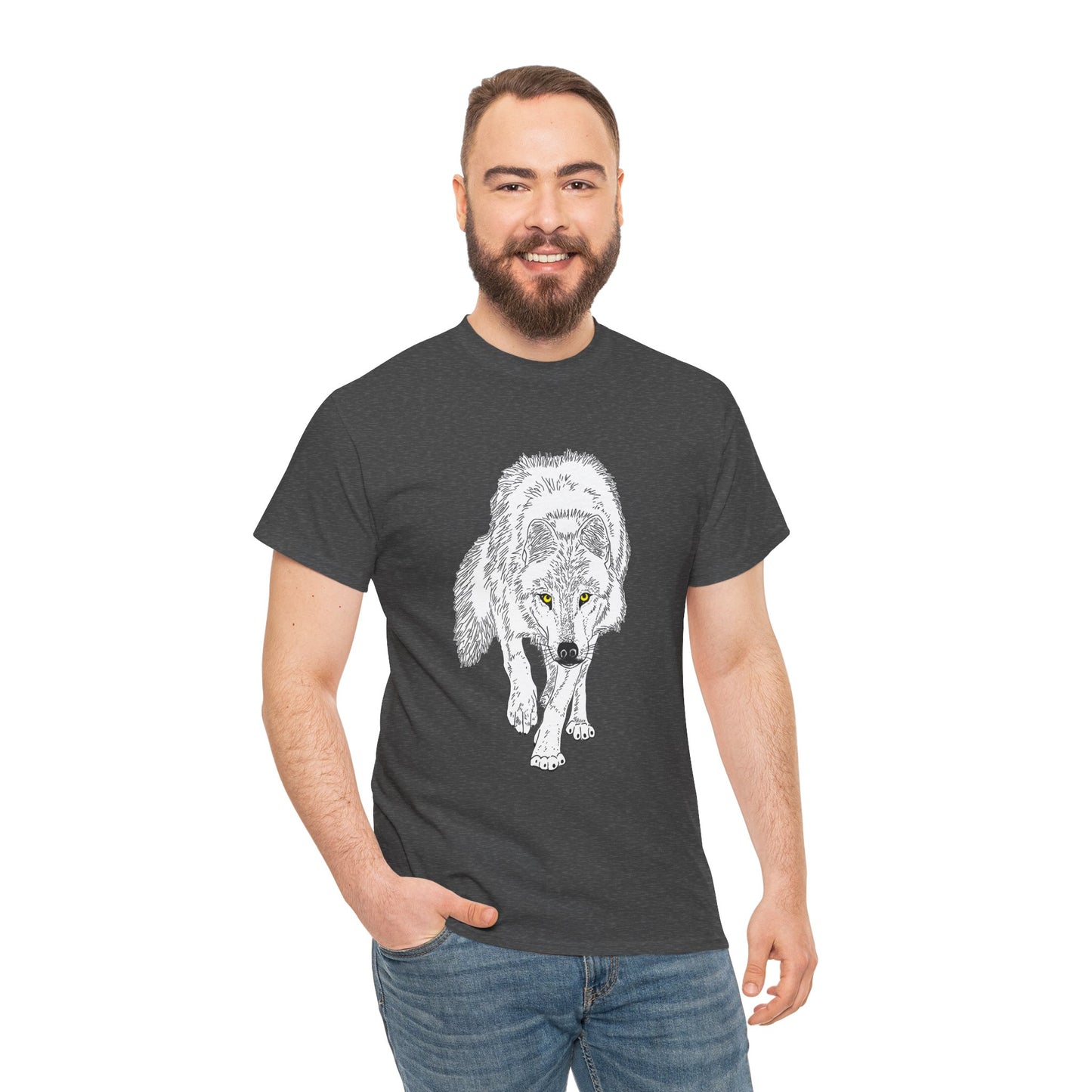 Stalking Wolf  - T‑Shirt Dark Background