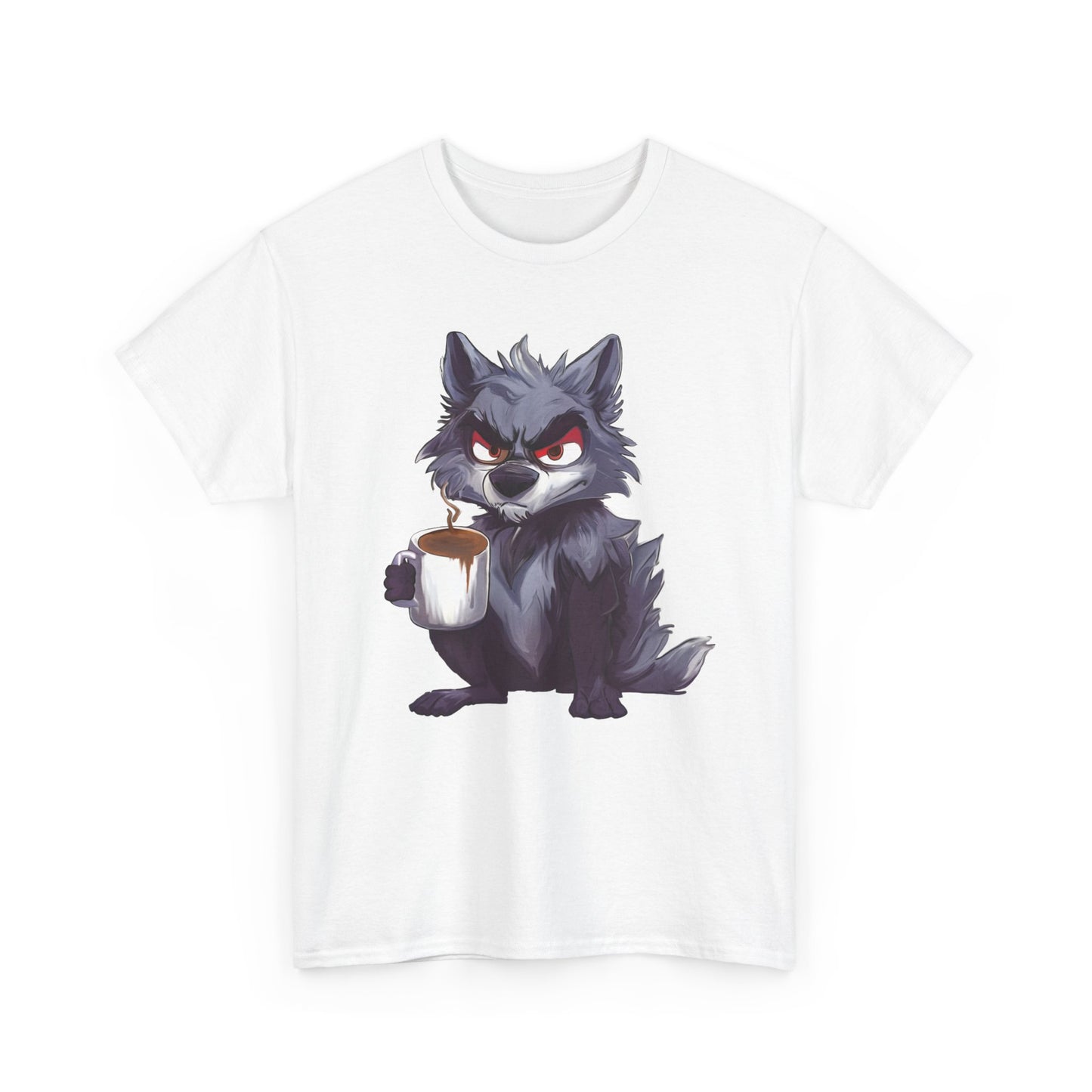 SCUFFY WOLF WITH COFFEE T-SHIRT