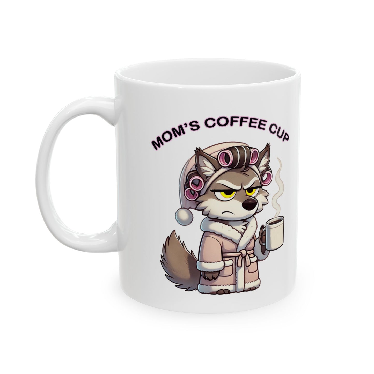 CURLERS AND COFFEE YELLOW EYES MOMS COFFEE CUP MOM CUP - MUG